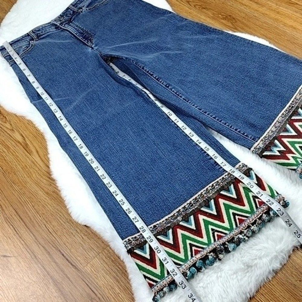 Alice + Olivia Gypsy Bohemian Wide Leg Festival Jeans - Picture 7 of 13